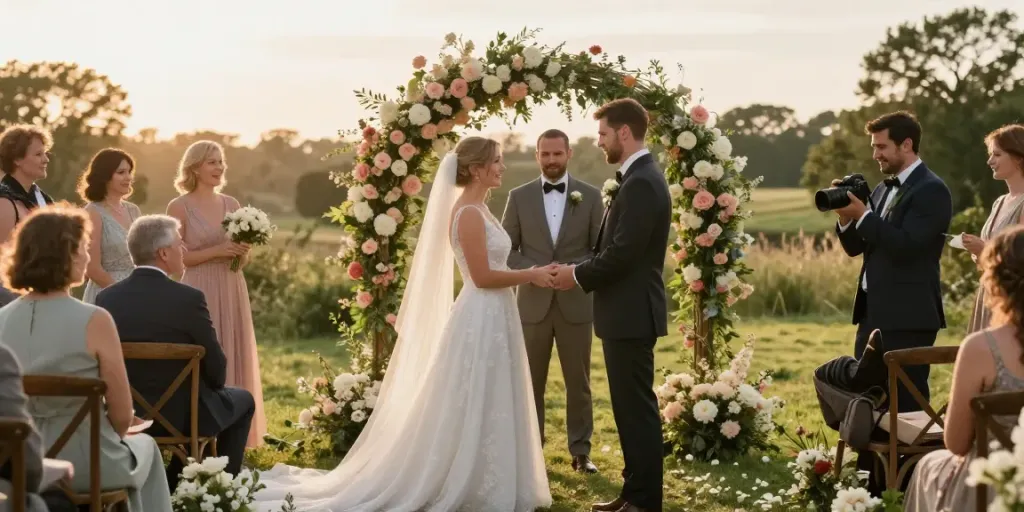 Authentic moment captured by a Dunedin wedding photographer during a garden ceremony.