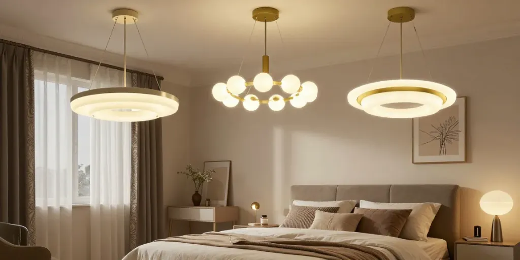 Lustre dormitor elegante din LED, oferte de servicii locale de iluminat.
